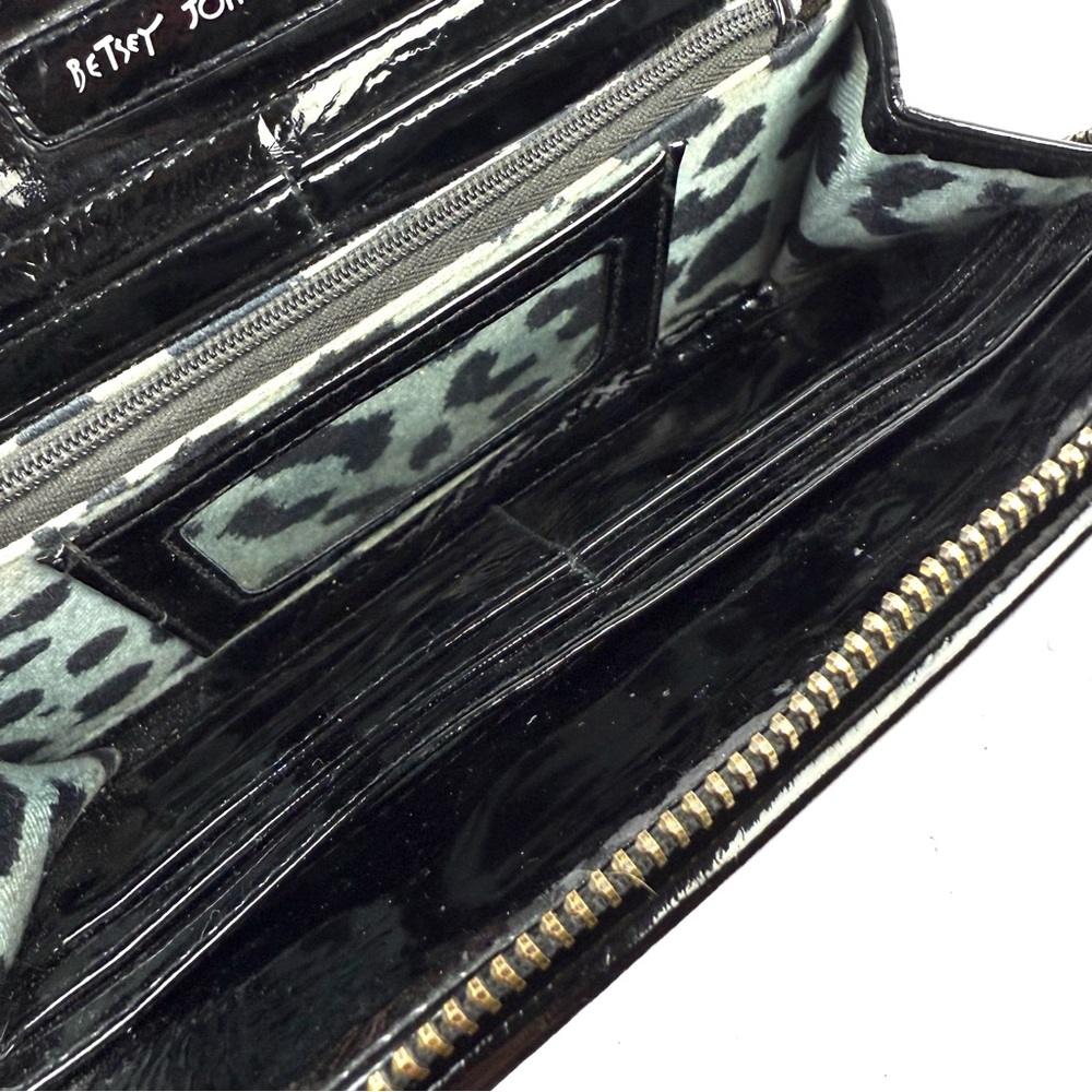 Betsey Johnson Pink Glitter Wallet Patent Leather Clutch Organizer Womens Rare - Picture 5 of 7